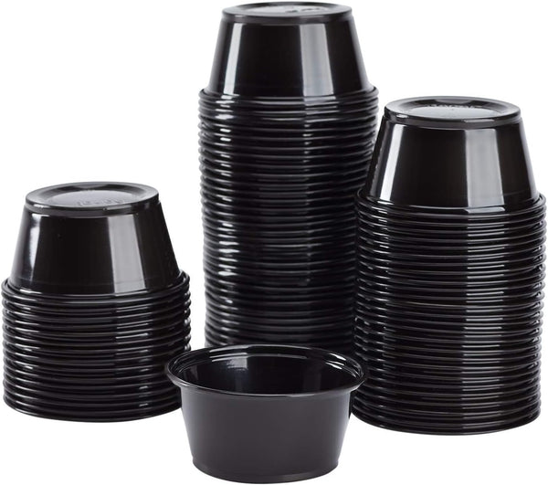 50 Pack 4oz Portion Cups, Disposable Plastic Containers, Tiny Dipping Shot Bowls for Food Serving & Snacks