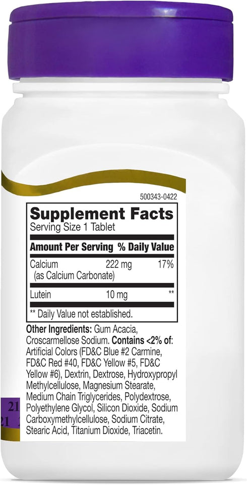 21st Century Lutein Tablets, 10 mg, 60 Count