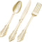 150PCS Gold Plastic Silverware - Heavy Duty Disposable Utensils for 50 Guests, Perfect for Weddings or Parties
