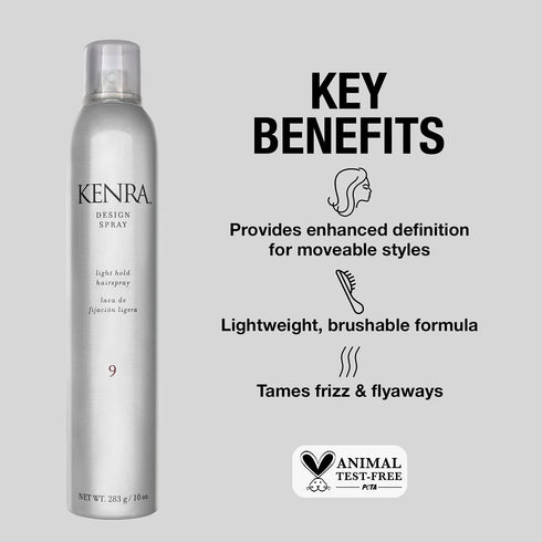 Kenra Design Spray 9 | Light Hold Hairspray | Tames Frizz & Flyaways for All Hair Types