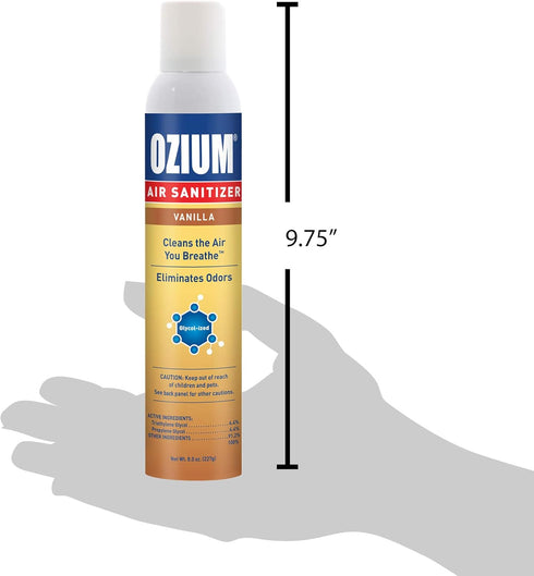 Ozium 8 Oz. Air Sanitizer & Odor Eliminator for Homes, Cars, Offices, Vanilla Scent, Pack of 2