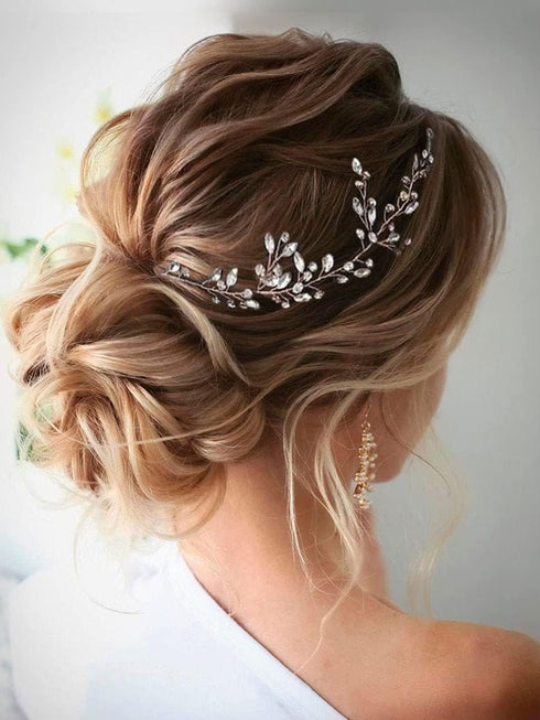 JAKAWIN Bride Rhinestone Wedding Hair Piece Silver Crystal Bridal Updo Hair Vine Accessories for Women