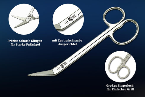 SMI 16 cm Long Handle Toenail Scissors for Seniors, Podiatrist Nail Clippers for Thick & Ingrown Nails