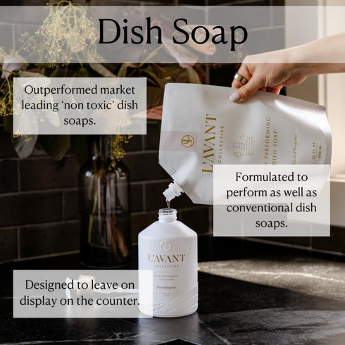 L'AVANT Collective High Performing Dish Soap Refill, Blushed Bergamot Scent, 32oz, Plant-Based Ingredients