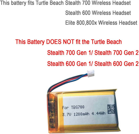 AOLIKES 1200mAh Battery Replacement for Turtle Beach Stealth 700P, Elite 800, Elite 800X, i30/i60/i70 Headset