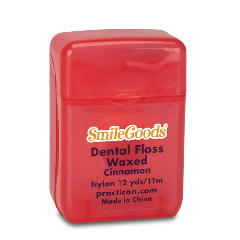 SmileGoods Waxed Dental Floss, 12 yds, Bulk Pack of 72, Cinnamon Flavored