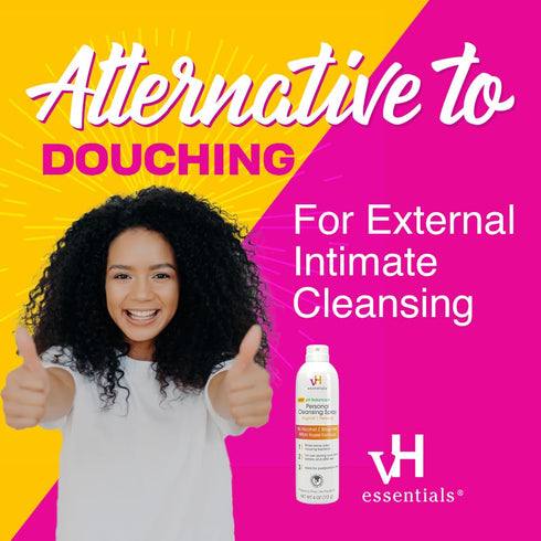 vH essentials Personal Cleansing Spray, pH Balancing Lactic Acid Formula for Easy External Intimate Cleansing