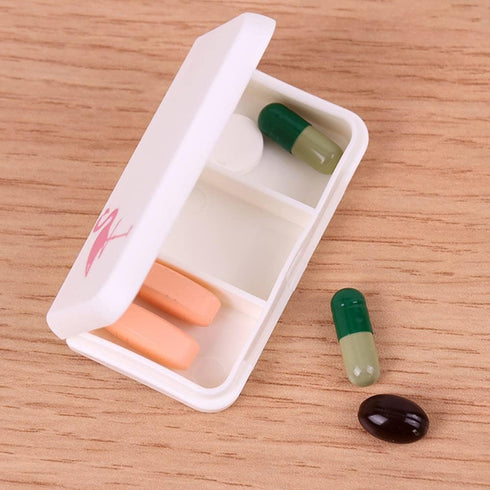 Daily Pill Box Case Waterproof Medicine Organizer for Travel Use - Mini Pill Container with 3 Compartments (Cactus)