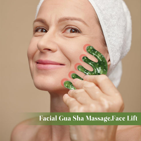 Jade Massage Comb, Gua Sha Comb - Natural Jade Stone Hair Comb for Head Scalp,Body, Facial Massage, Anti-Static Jade