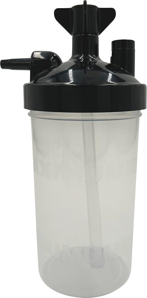 1pk Oxygen Humidifier Bottle, 350ml with Pressure Relief Valve - Portable Medical Grade Oxygen Concentrator Humidifier