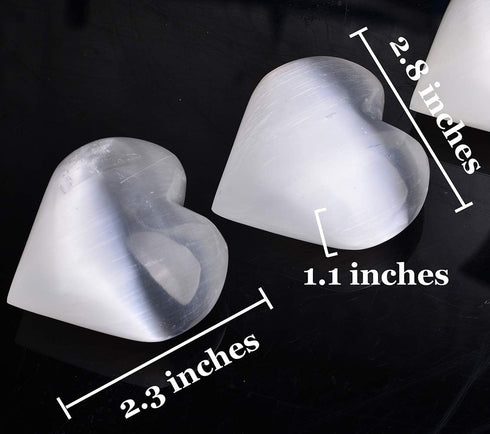 AMOYSTONE Selenite Crystal Hearts of Palm, 2PCS Worry Stone Crystal and Healing Stones for Home Decoration