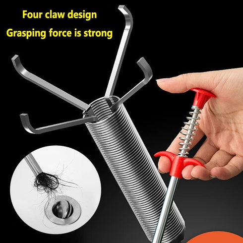62" Drain Clog Remover Tool, Flexible Grabber Claw Reacher Tool with 4 Claws for Home Kitchen Sink and Toilet