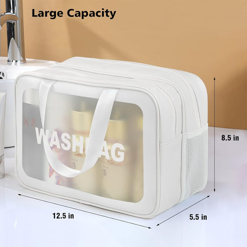 Travel Toiletry Bag for Women and Men, Matte Translucent Organizer with Handle, Makeup Cosmetic Bag for Travel