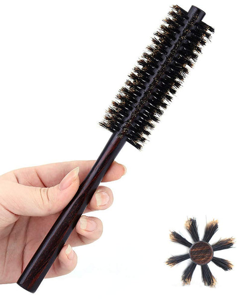 PERFEHAIR Small Round Hair Brush - Mini Round Boar Bristle Beard Brush for Thin or Short Hair