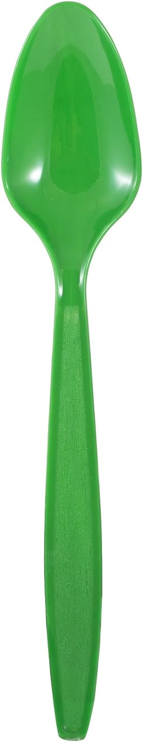 JAM PAPER Big Party Pack of Premium Green Plastic Spoons, 100 Disposable Spoons/Box