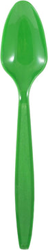 JAM PAPER Big Party Pack of Premium Green Plastic Spoons, 100 Disposable Spoons/Box