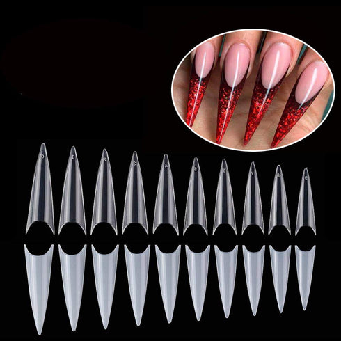 YIMART 500pcs Acrylic Medium Long Stiletto Nail Tips, Easy Coffin Nails Sharp False Nail Art Tips