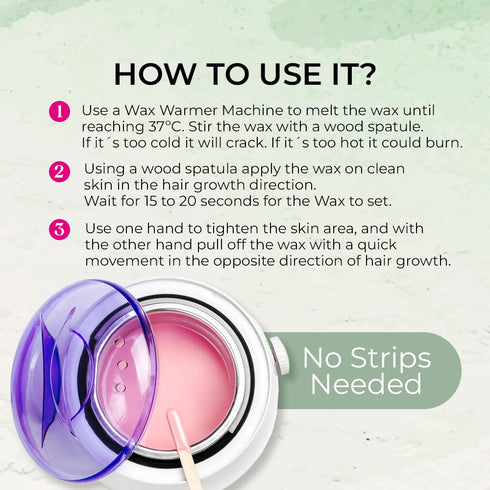 Natural Wax Depilatory Hard Wax - 100% Organic Moisturizer for Hair Removal - Ideal for Sensitive Skin (14 oz)