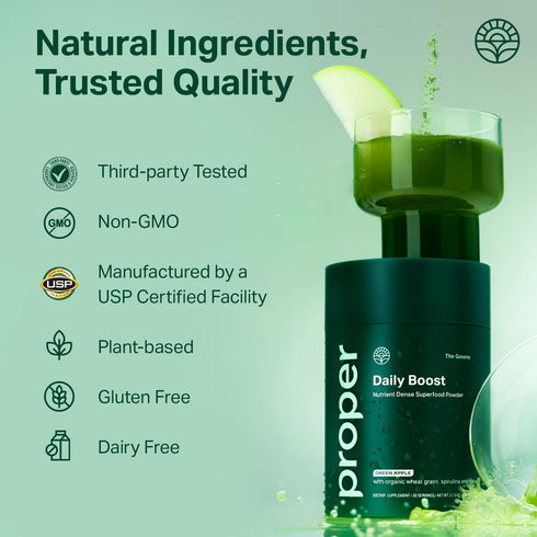 Proper, The Greens Daily Boost Organic Greens Powder. Whole Food, Apple Flavour Veggie Powder Superfood