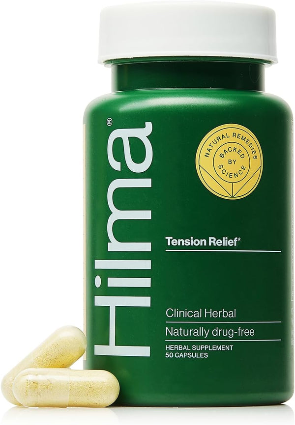 Hilma Natural Tension Headache Relief - Supplements with Magnesium, Boswellia & Feverfew, 50 Vegan Capsules