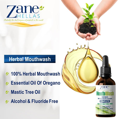 Zane Hellas MouthWash | Oral Rinse with Oregano Oil | Ideal for Gingivitis, Plaque, Dry Mouth, Bad Breath | 1