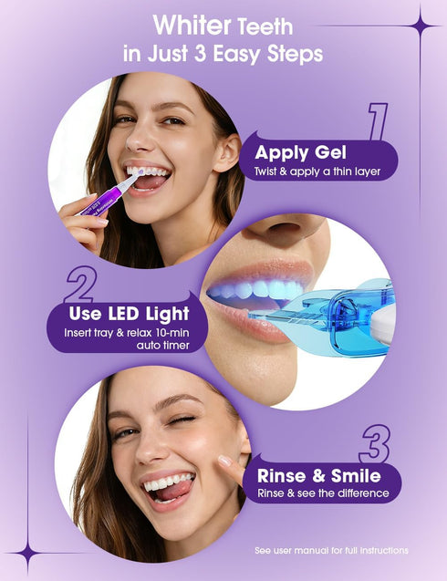 KYNOVEX Light,35% 3 2 Teeth Whitening Kit with LED Pap Purple Tone Balancing Formula, Whitening Pens & Desensitising