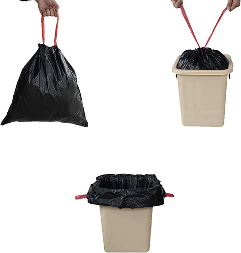 8 Gallon Drawstring Trash Bags, Black, 110 Counts
