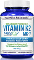 Vitamin K2 MK7 (MenaQ7) 100 mcg with Coconut Oil - Dietary Health Supplement, 120 Vegan Liquid Capsules
