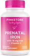 Pink Stork Prenatal Iron Supplement for Women, 18 mg Non-Constipating Iron & Vitamin C for Pregnancy, Postpartum, &