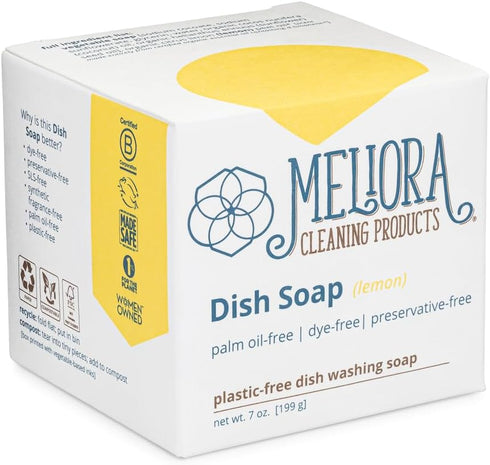 Meliora Cleaning Products Dish Soap Bar, Lemon Scent
