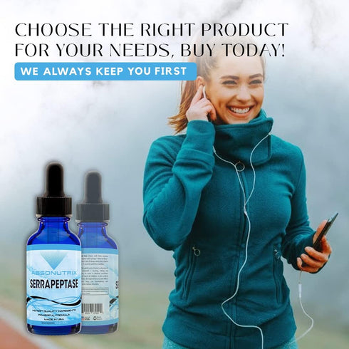 Absonutrix Serrapeptase Enzyme 583mg, 125000 SPU, 4 Oz Drops, Quick Absorption, Non-GMO, GMP Certified