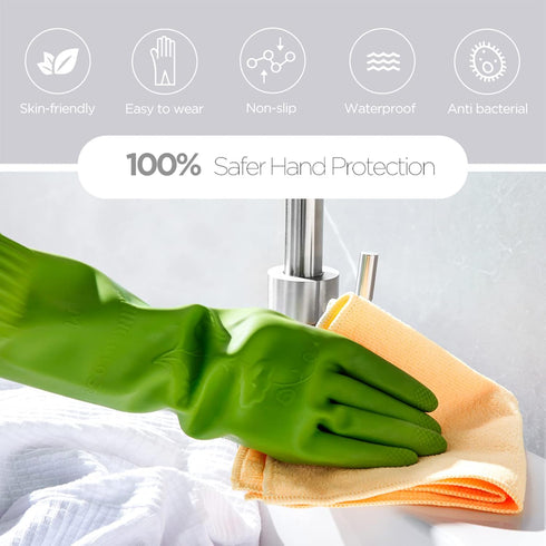 IUCGE 3 6 Rubber dishwashing gloves or Pairs for kitchen,Cleaning washing dish gloves long for household reuseable