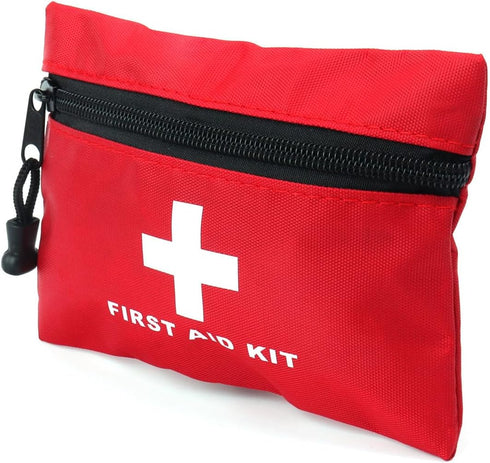Red First Aid Bag, Empty Waterproof Pouch for First Aid Kits, Mini for Hiking, Camping, Travel (Red, 6x4.3 Inch)