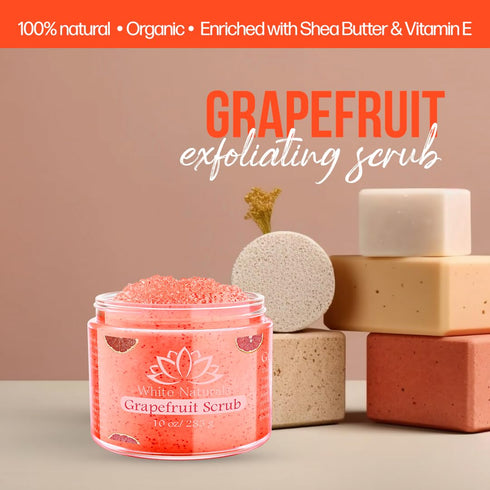 Organic Grapefruit Salt Scrub - Moisturize & Soften Skin, Pure Natural Skincare Exfoliator for Body & Face