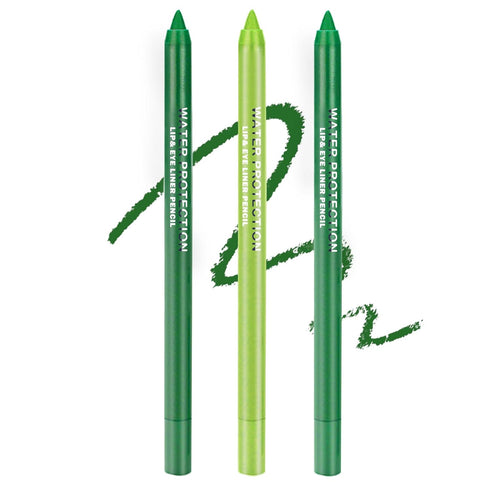 3PCS Green Eyeliner Pencil Set, Colorful Metallic Glitter Eyeliner Pen, Shimmer Eye Shadow Pencil Makeup Kit - Set B