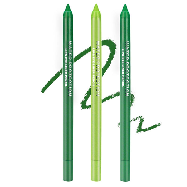 3PCS Green Eyeliner Pencil Set, Colorful Metallic Glitter Eyeliner Pen, Shimmer Eye Shadow Pencil Makeup Kit - Set B