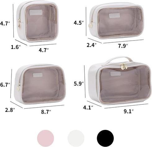 Small Clear Makeup Bag for Purse, Cosmetic Bag for Travel, Mini Organizer Bag for Accessories, White