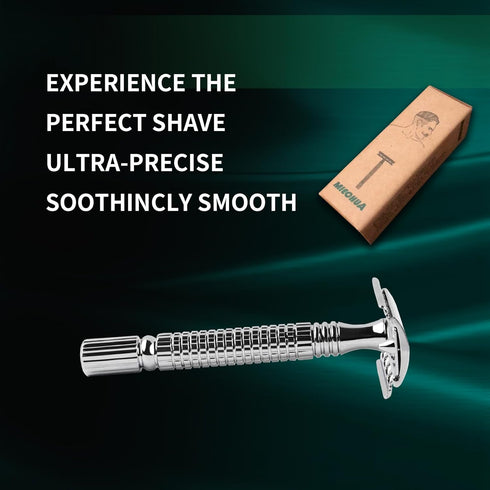 Safety Razor for Men and Women, Reusable Metal Razors with 10 Platinum Blades for Sustainable Shaving