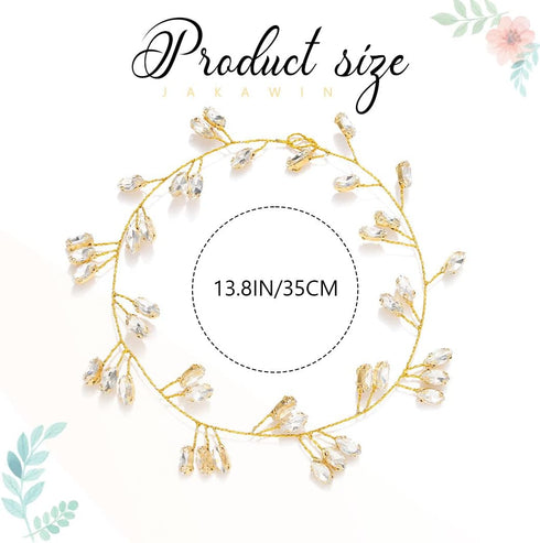 JAKAWIN Bride Rhinestone Wedding Hair Vine Crystal Headpiece Hair Accessories for Women Girls