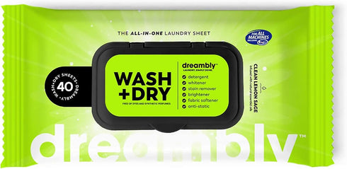 Dreambly Natural Laundry Detergent Sheets, Organic Hypoallergenic 6-in-1, 40 Sheets, 1 Pack
