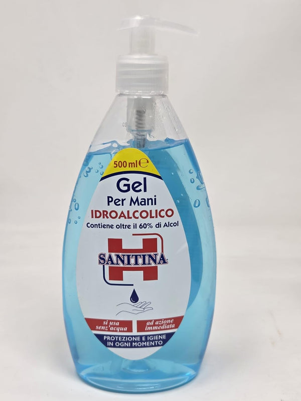 SANITINA Hand Sanitizer Gel, 500ml, 60% Alcohol Content, Made in Italy