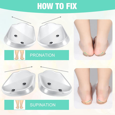 4 Pairs Medial Lateral Supination Wedge Insoles with Magnets for Correcting Pronation Silicone Orthopedic Shoe Inserts