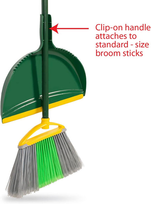Pine-Sol Jumbo Dustpan, 13.2” Heavy Duty Dust Pan with Rubber Edge, Clip-On Design Attaches to Standard Broom Sticks