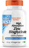 Doctor's Best High Absorption Zinc Bisglycinate 50mg, 90 Count, High Potency Immune System Antioxidant Support