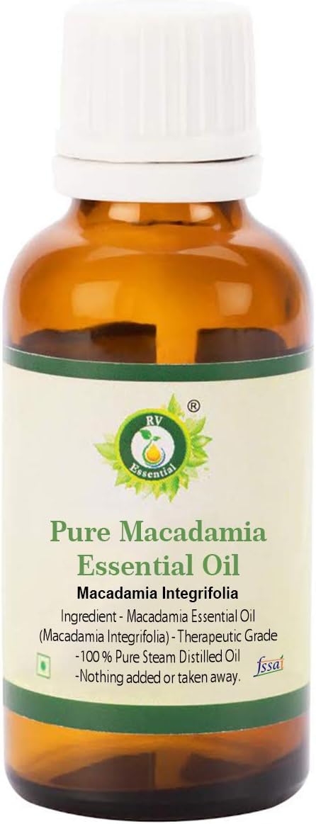 Macadamia Essential Oil | 100% Pure Natural | for Hair, Face, Skin | Therapeutic Grade | 30ml | 1.01oz by R V Essential