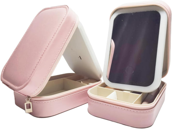 Travel Makeup Bag with LED Mirror, Small Organizer with Light, Pink Beautifect Box