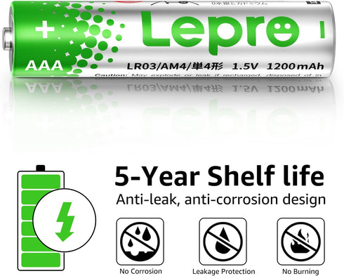 Lepro AAA Batteries 24 Pack - Ultra Long-Lasting Power, 1.5V Leak-Proof, Corrosion-Resistant Alkaline Batteries