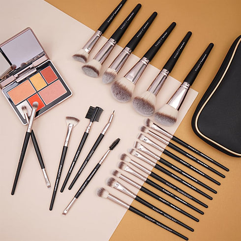 MAGEFY 22 Pcs Professional Premium Synthetic Makeup Brush Set with Case (Blackgold)