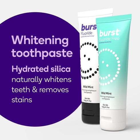 BURST Fluoride Free Toothpaste - Whitening Toothpaste for Stain Removal, Sensitive with Xylitol, Wild Mint