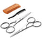 TecUnite Mustache Scissors Grooming Kit for Men - 4 Pieces Beard Trimmer Set with 2 Small Combs and Storage Bag